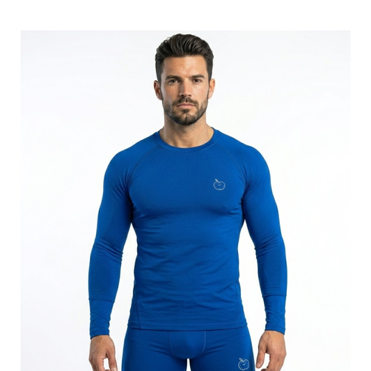 Apple Eye Pro Compression Long Sleeve Top | Royal Blue Men's Gym Wear