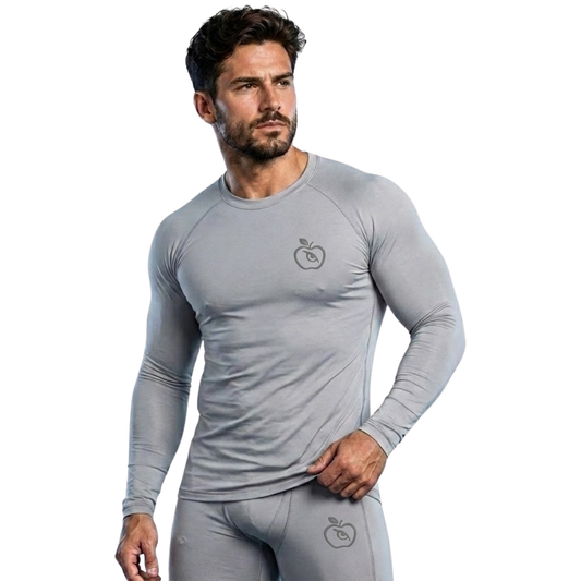 Apple Eye Pro Compression Long Sleeve Top | Light Grey Men's Gym Wear