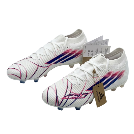 Adidas Speedportal FG Football Boots – White/Pink/Blue | Firm Ground Cleats