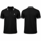 Black Men’s Polo Shirt with White Stripe Detail