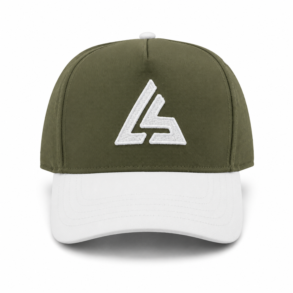 Olive Green & White Sports Cap