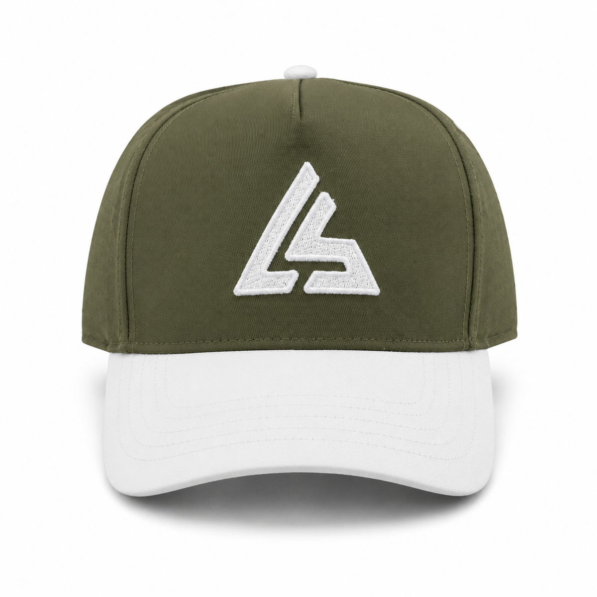 Olive Green & White Sports Cap