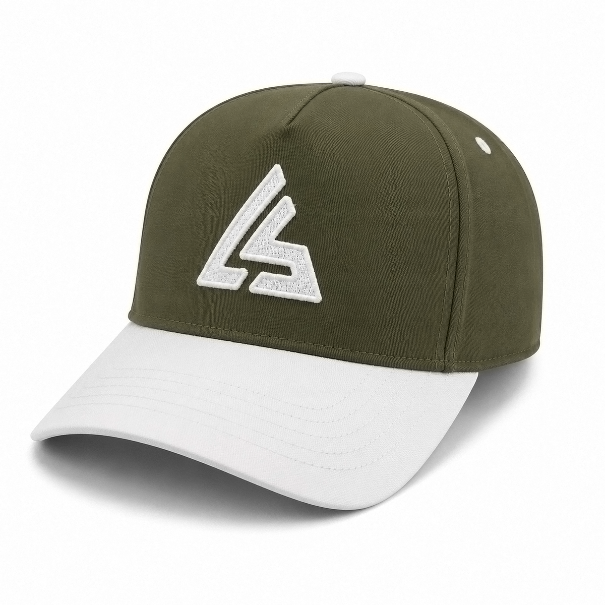 Olive Green & White Sports Cap