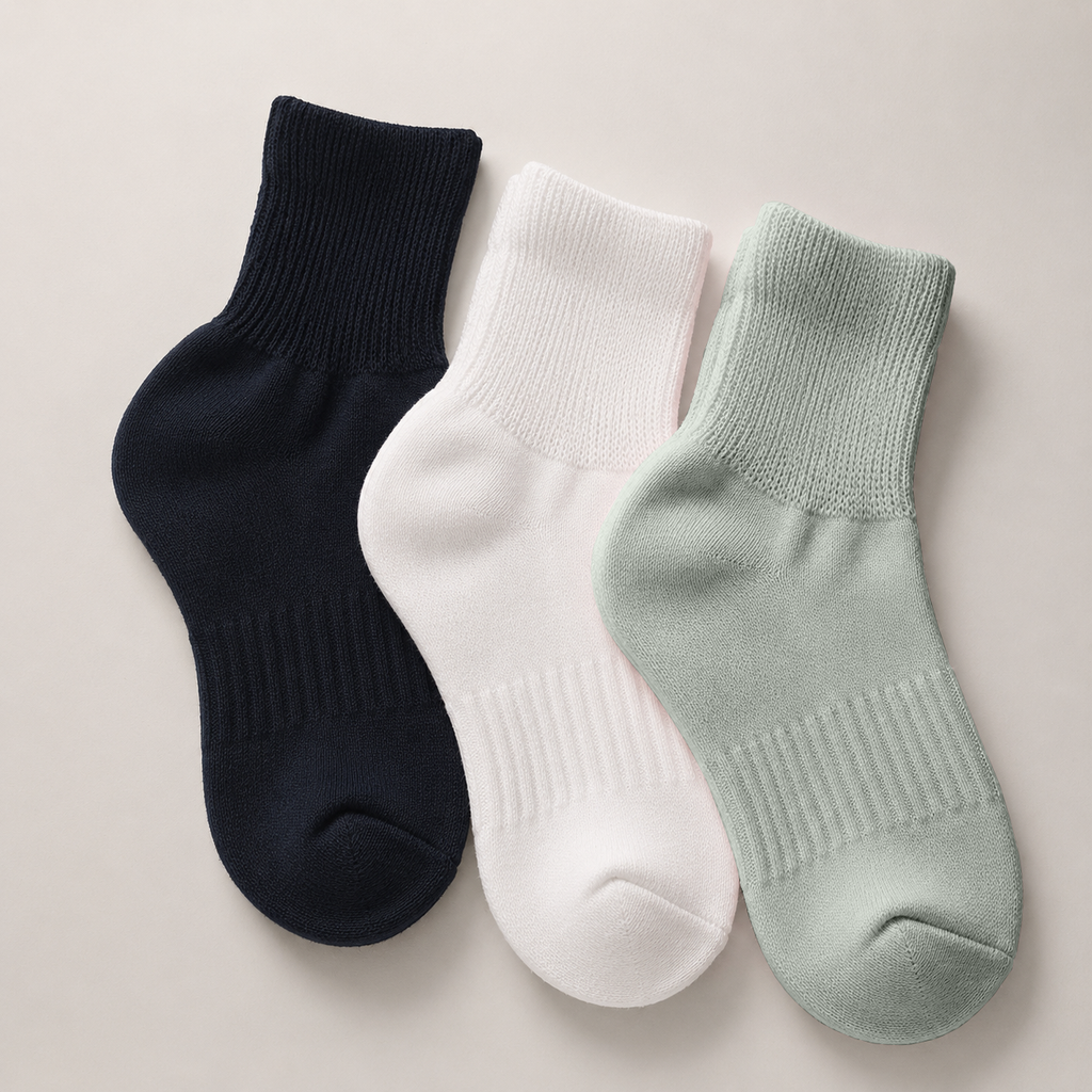 Premium Diabetic Socks – 100% Organic Cotton White, Grey & Black 3 Pair Pack
