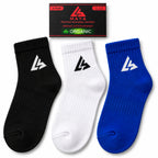 Premium Everyday Comfort Long Socks – 100% Organic Cotton Black, White & Blue 3 Pair Pack