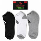 Premium Everyday Comfort Short Socks – 100% Organic Cotton Black, White & Grey 3 Pair Pack