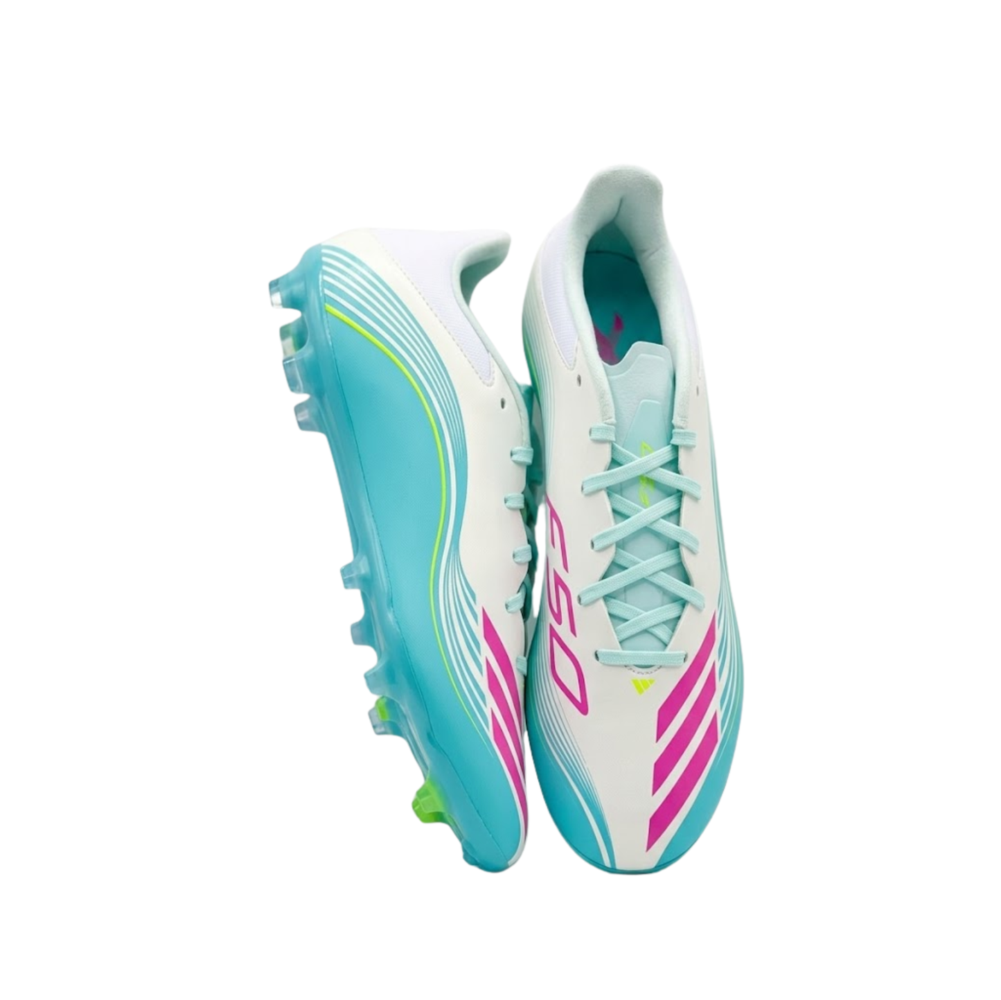 Adidas F50 League FG Football Boots – White/Pink/Aqua | Men's Firm Ground Cleats