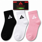 Premium Everyday Comfort Long Socks – 100% Organic Cotton Black, White & Pink 3 Pair Pack