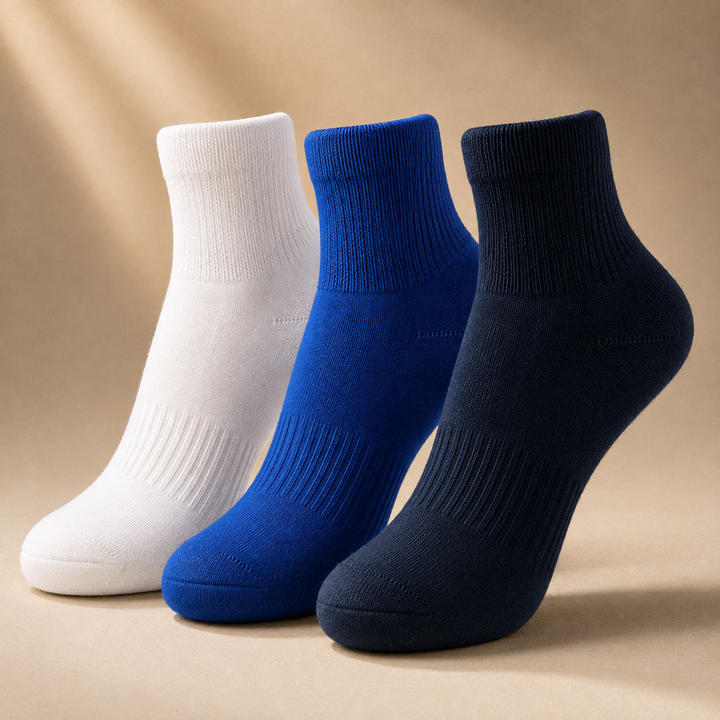 Premium Diabetic Socks – 100% Organic Cotton Black, Blue & White 3 Pair Pack
