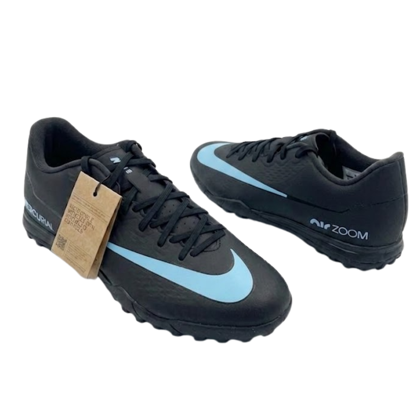 Nike Air Zoom Mercurial TF Turf Football Boots – Black/Light Blue | Turf Cleats