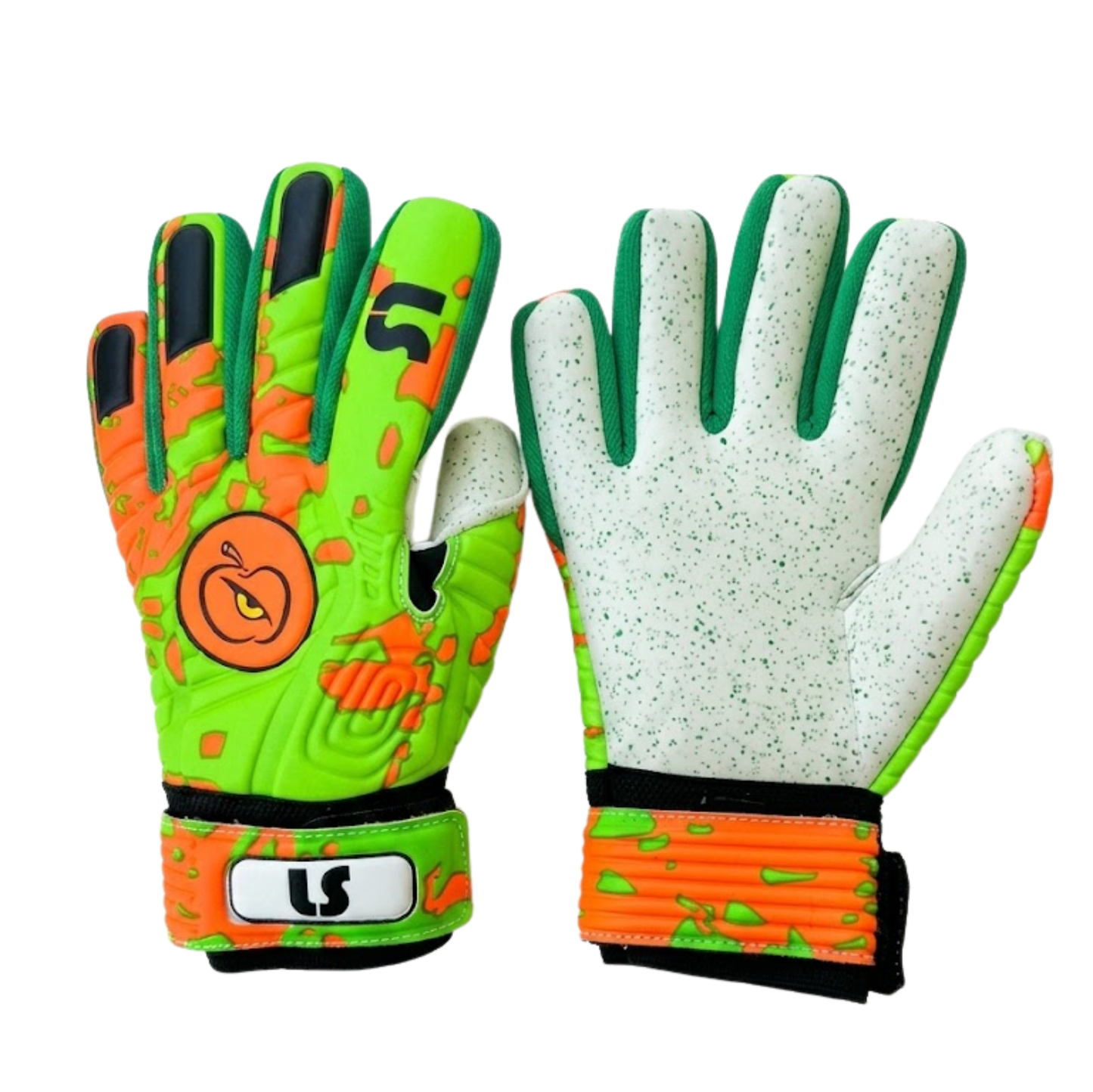 Apple Eye LS Tornado Goalkeeper Gloves | Neon Green & Orange Pro GK Gloves
