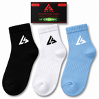 Premium Everyday Comfort Long Socks – 100% Organic Cotton Black, White & Sky Blue 3 Pair Pack