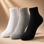 Premium Diabetic Socks – 100% Organic Cotton White, Grey & Black 3 Pair Pack