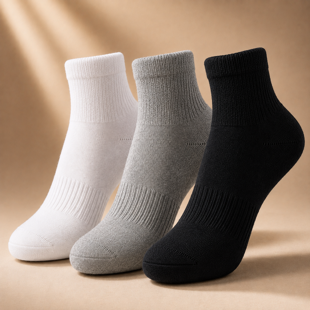 Premium Diabetic Socks – 100% Organic Cotton White, Grey & Black 3 Pair Pack