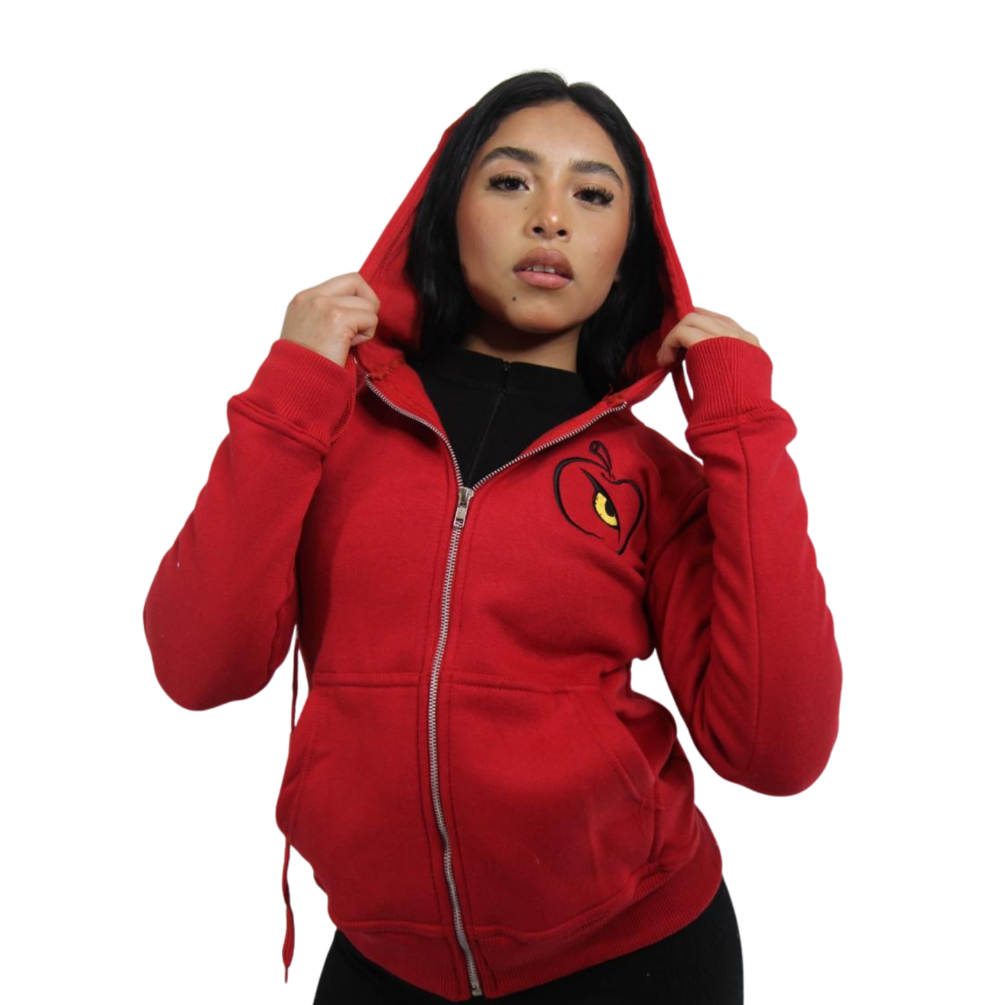 Apple Eye Flame Zip-Up Hoodie | Red Women's Fleece Hoodie
