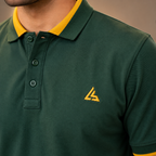 Dark Green Men’s Polo Shirt with Mustard Yellow Detail