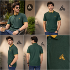 Dark Green Men’s Polo Shirt with Mustard Yellow Detail