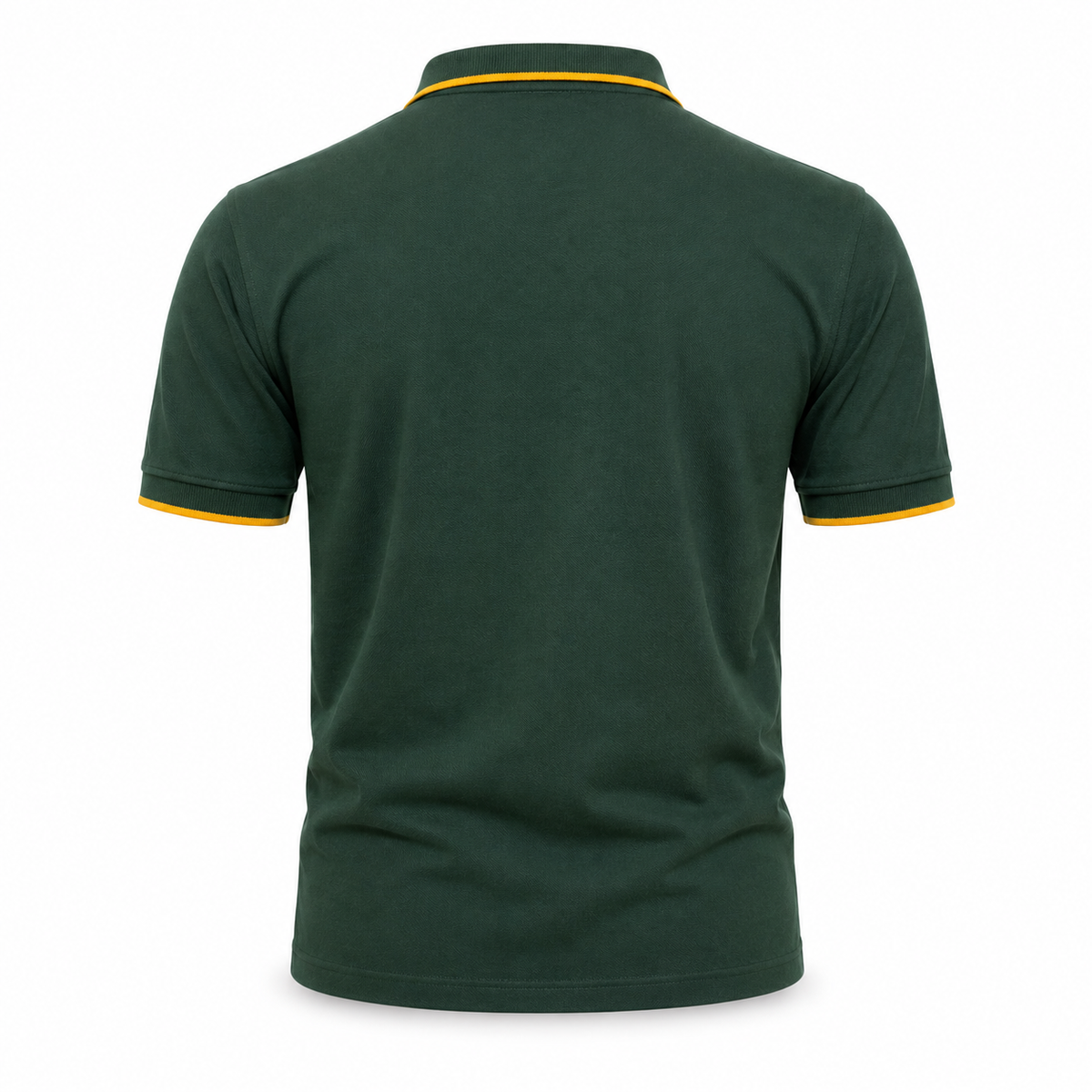 Dark Green Men’s Polo Shirt with Mustard Yellow Detail