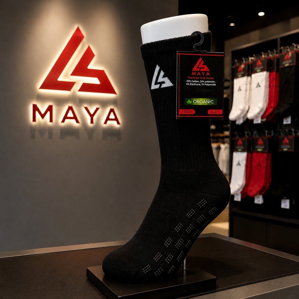 Black Grip Socks – 100% Organic Cotton Premium Anti-Slip Sports Socks