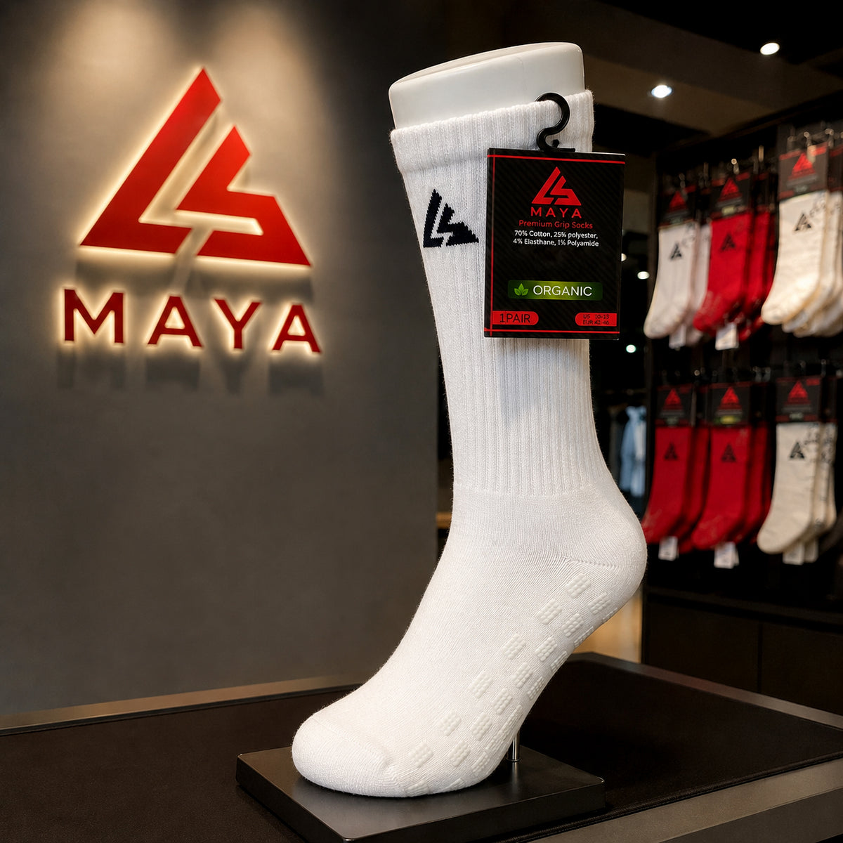 White Grip Socks – 100% Organic Cotton Premium Anti-Slip Sports Socks
