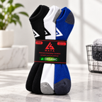 Premium Everyday Comfort Short Socks – 100% Organic Cotton Black, White & Blue 3 Pair Pack
