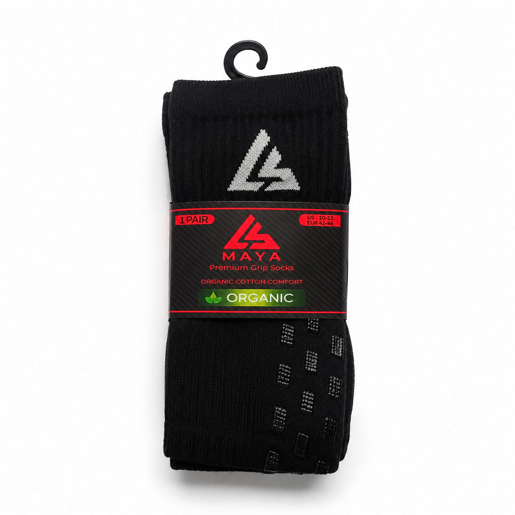 Black Grip Socks – 100% Organic Cotton Premium Anti-Slip Sports Socks