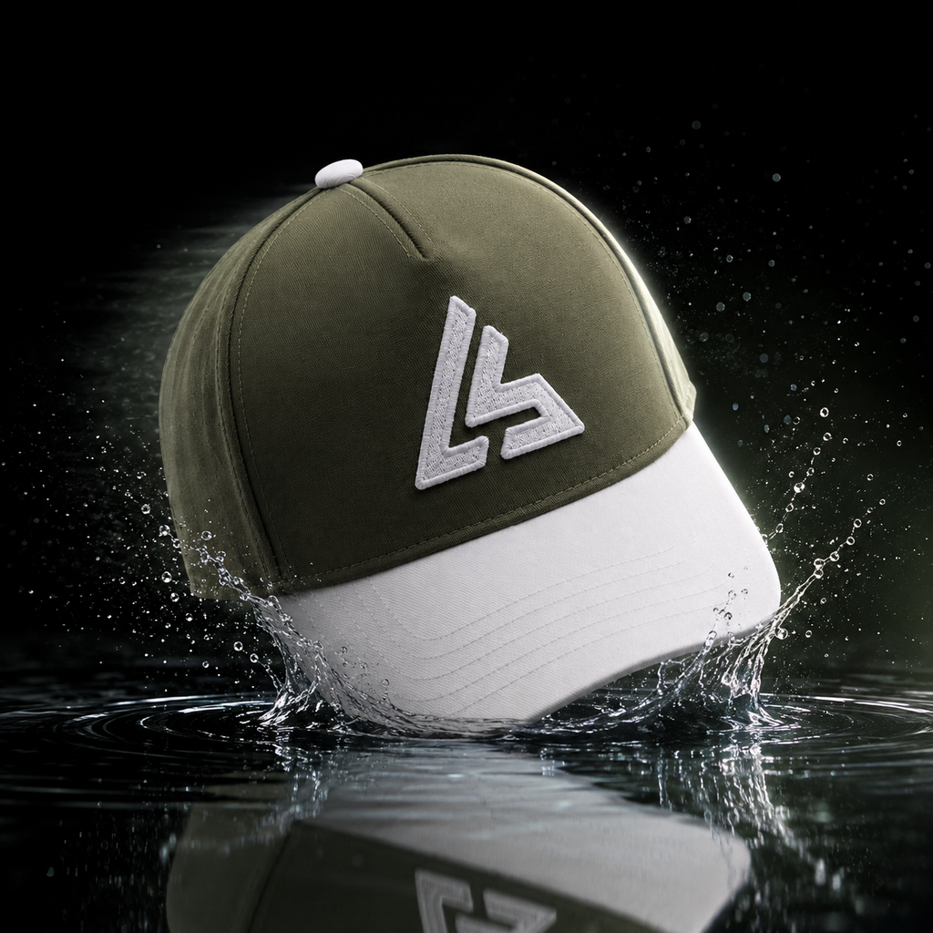 Olive Green & White Sports Cap