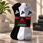 Premium Everyday Comfort Long Socks – 100% Organic Cotton Black, White & Grey 3 Pair Pack